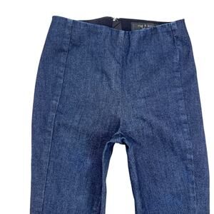Rag & Bone Pocketless Denim Trouser Jeans Rear Zip Mid Rise Dark Wash Size 0